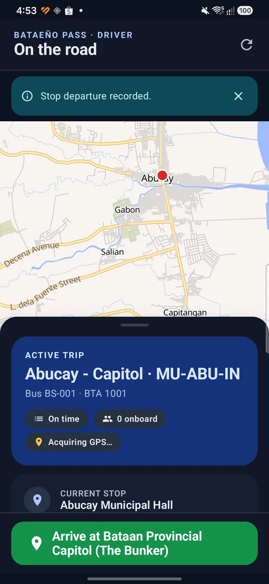 Departure recorded