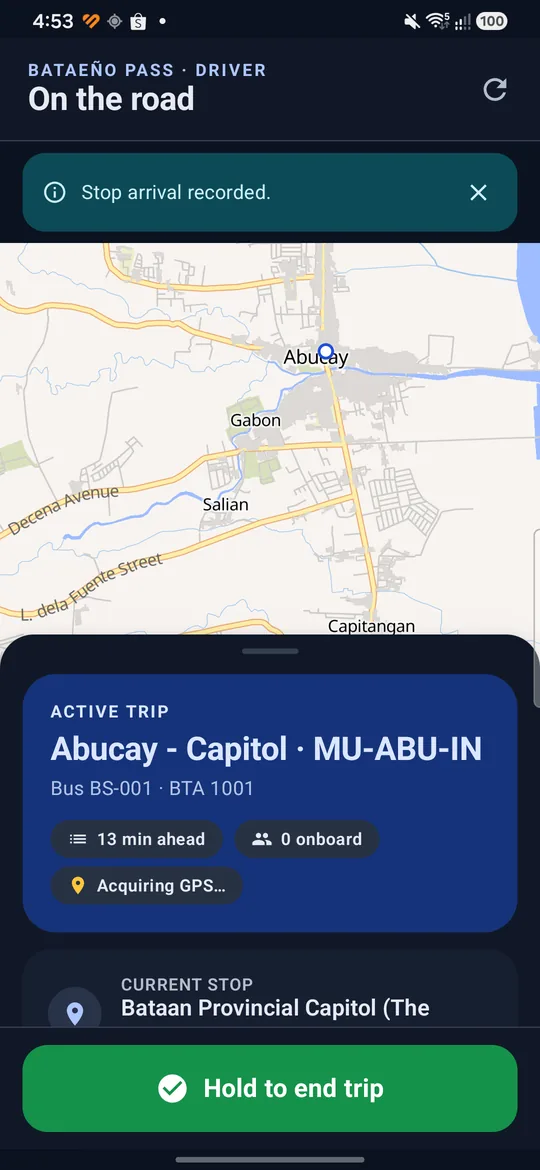 Arrival recorded