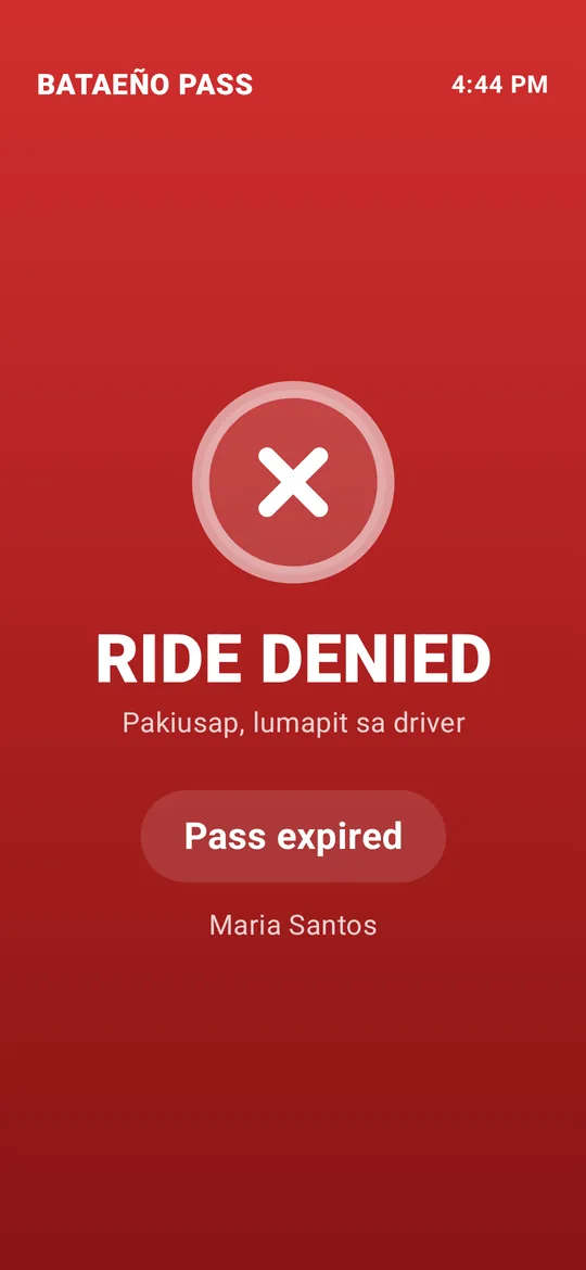 Ride denied